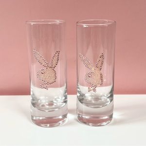 Vintage Y2K 2000s mcbling playmate playboy bunny glitter rhinestone shot glasses